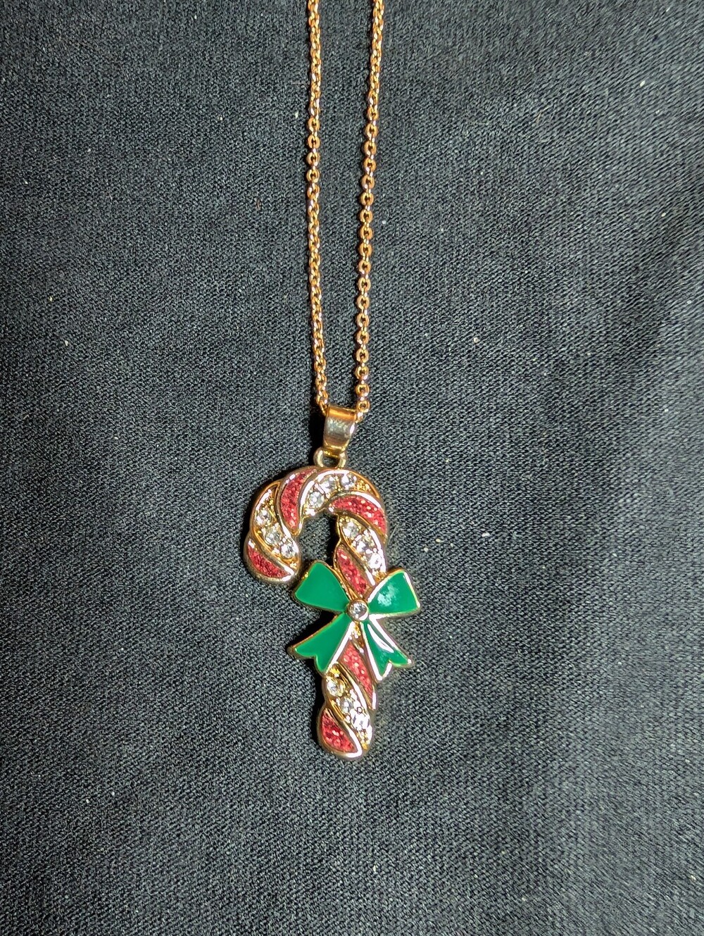 Christmas Candy Cane Pendant Necklace